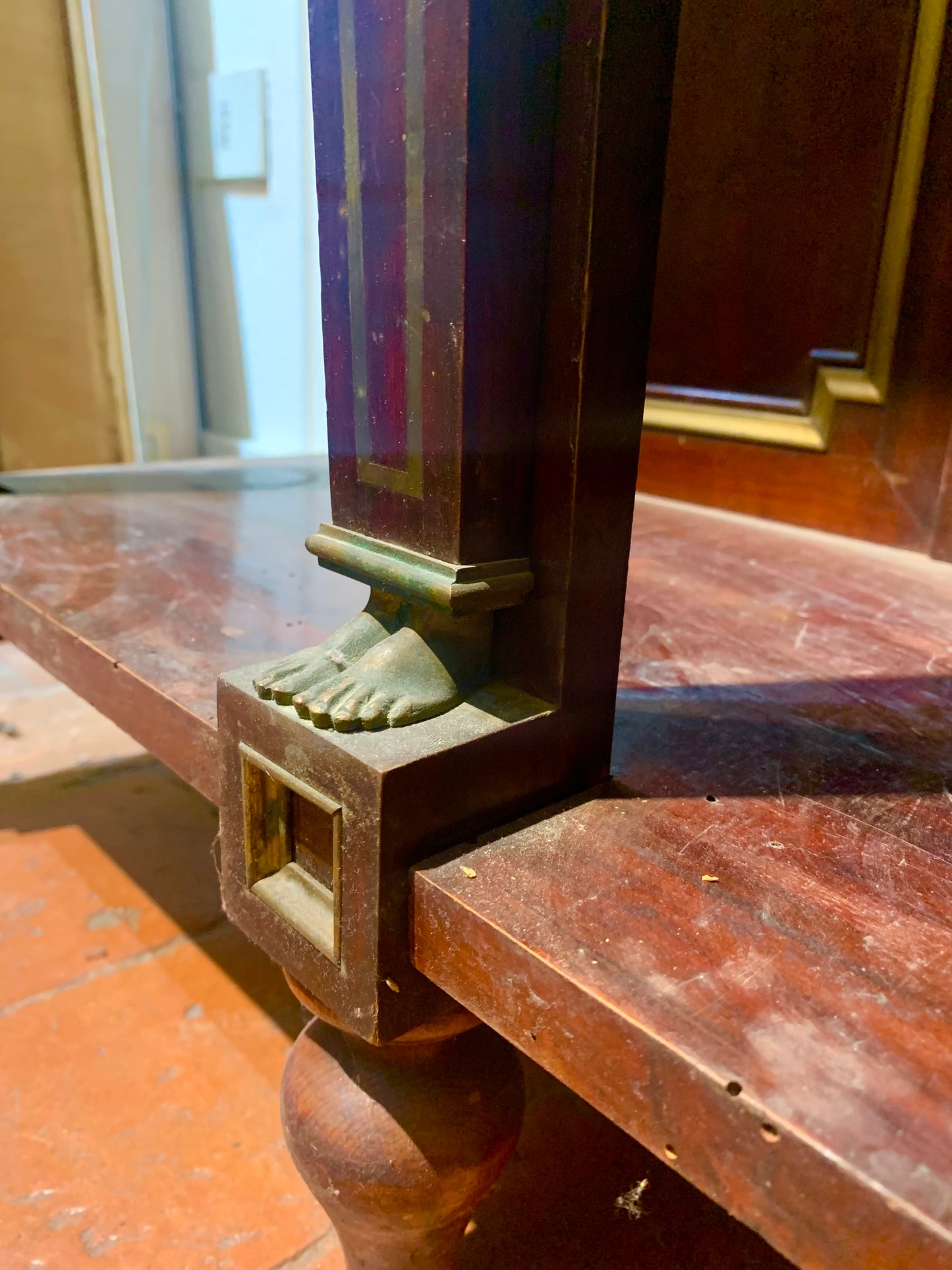 Mahogany Display Cabinet with Neoclassical Bronze Elements: Late 19th Century