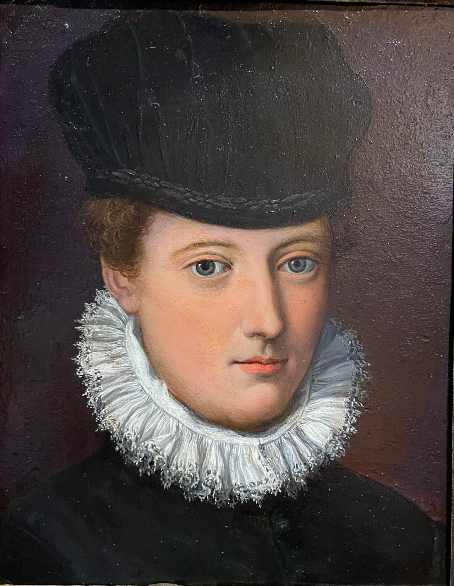 Alessandro Allori, atelier. Ritratto di dama con cappello di velluto nero. Scuola fiorentina. XVI secolo.