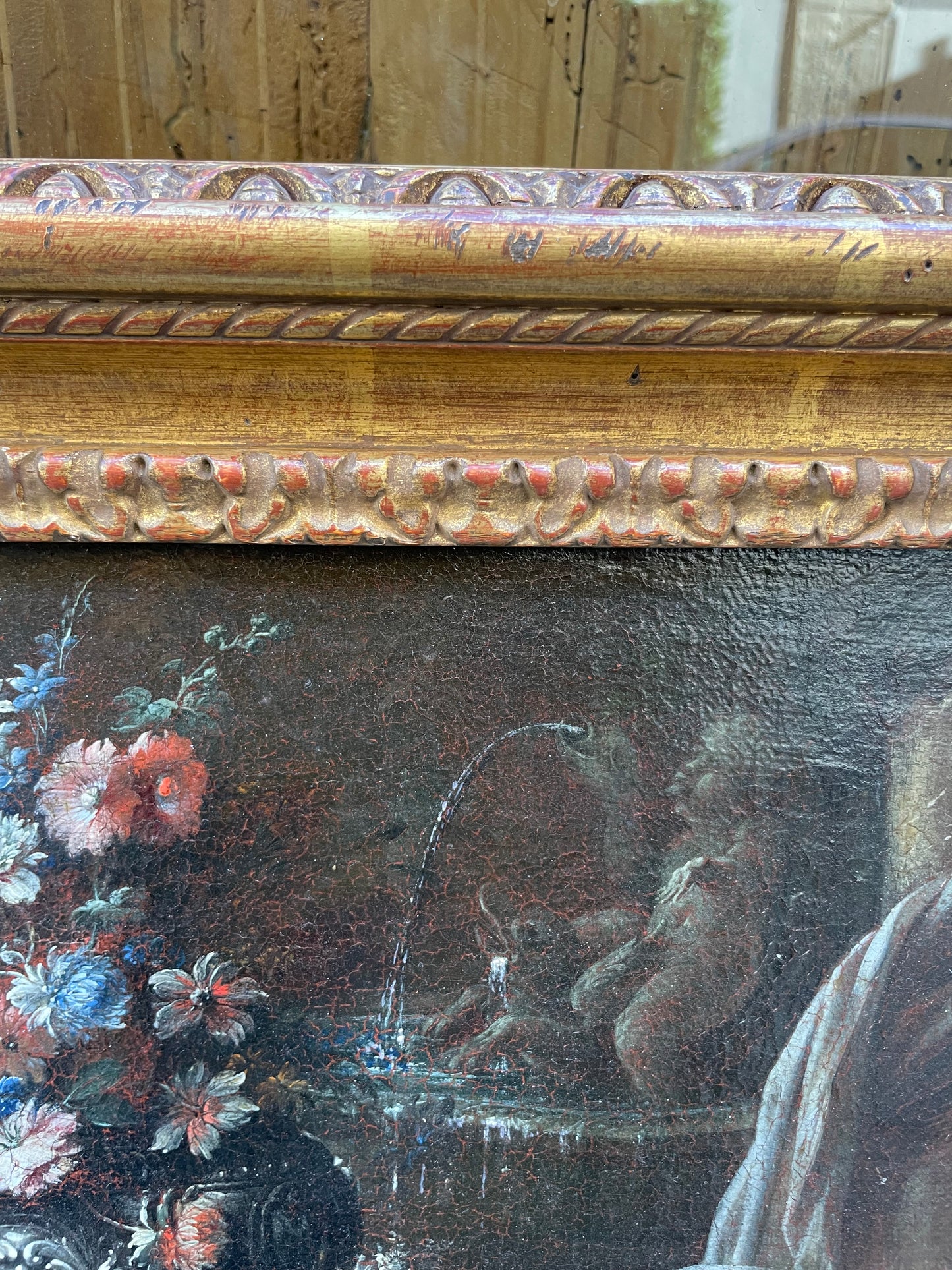 Gaspare Lopez, attribuzione Natura morta con fontana, obelisco e cascata di fiori in un giardino, Napoli, c. 1720