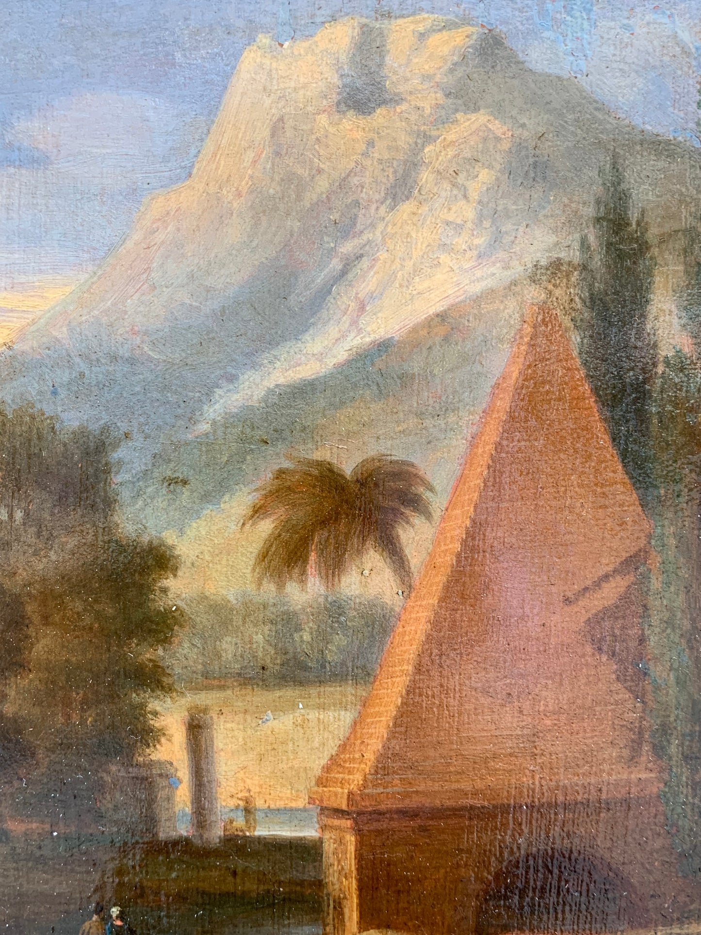 Fantasy landscape with a pyramid and sphinx. Early 19th century.