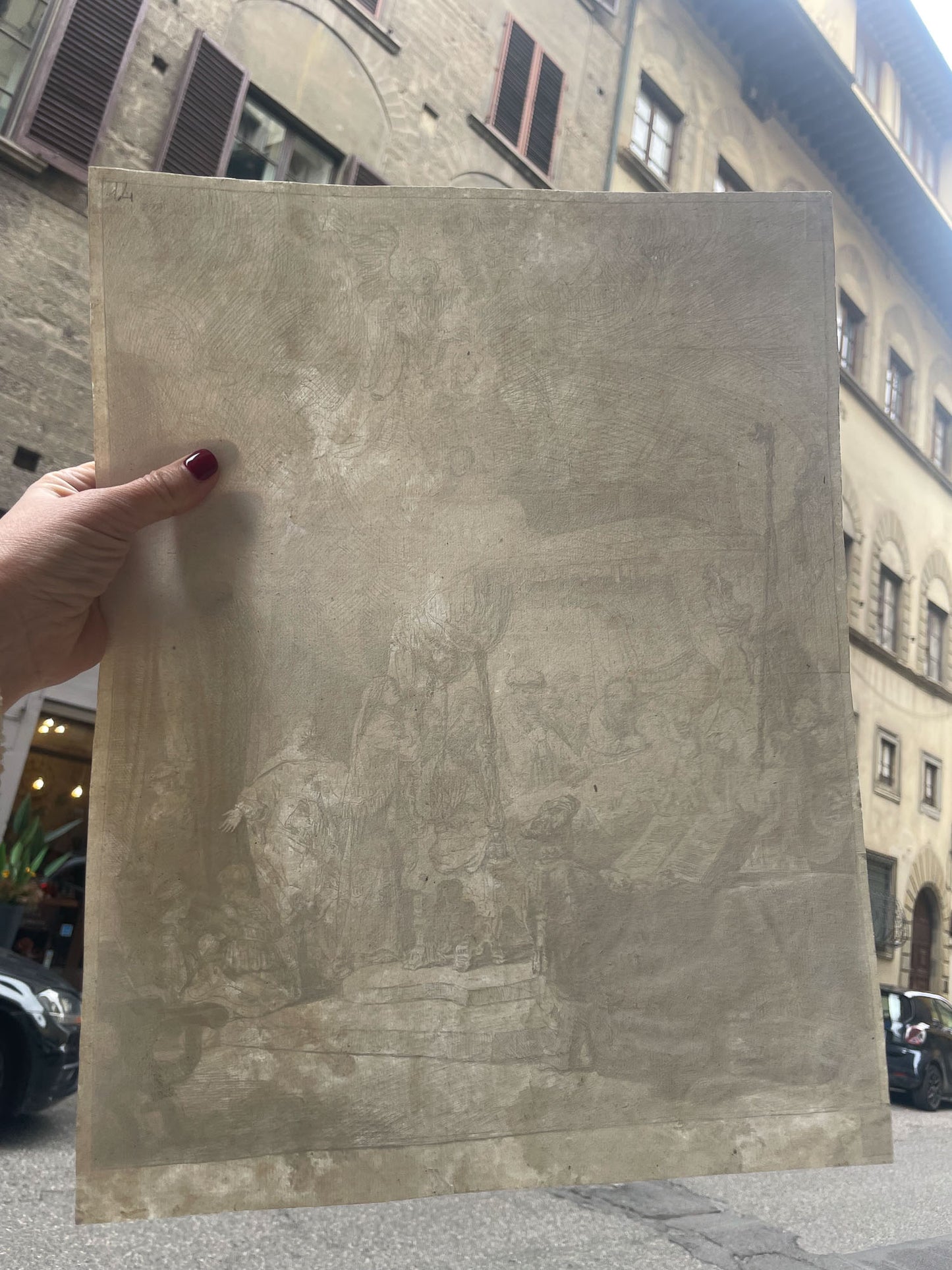 Rembrandt van Rijn, Il transito della Madonna, incisione antica, lastra del 1639, terzo stato.