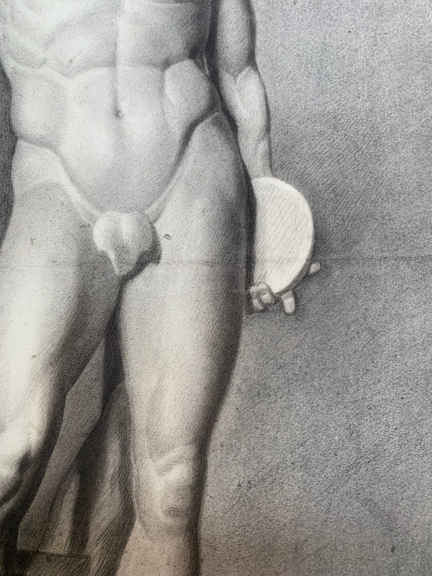 Discophoros by Polyclitus from British Museum. Italian academic drawing. XIX century.