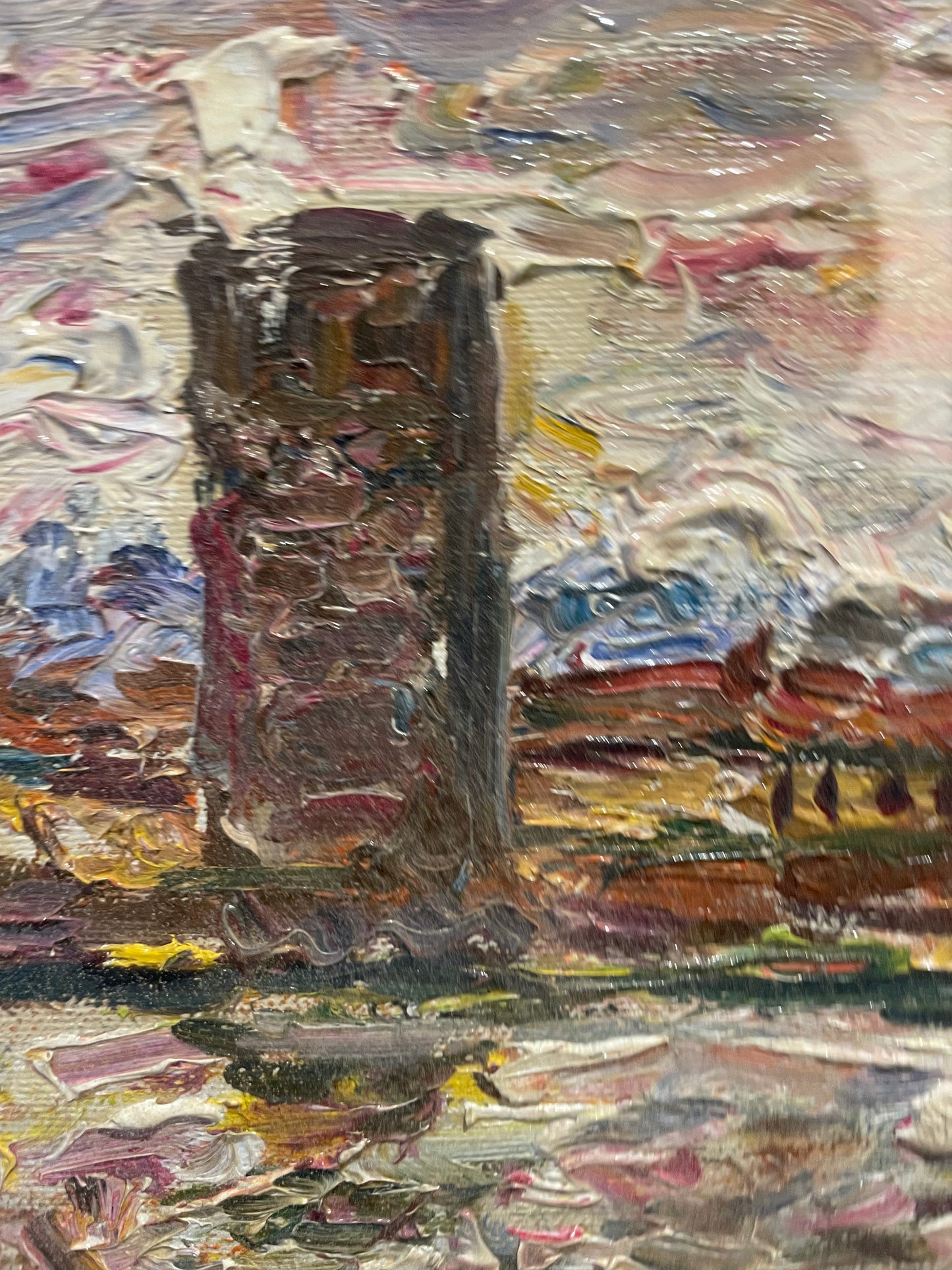 Guido Borgianni. View of Florence with part of medieval walls: Santa Rosa tower and river Arno. Circa 1960.