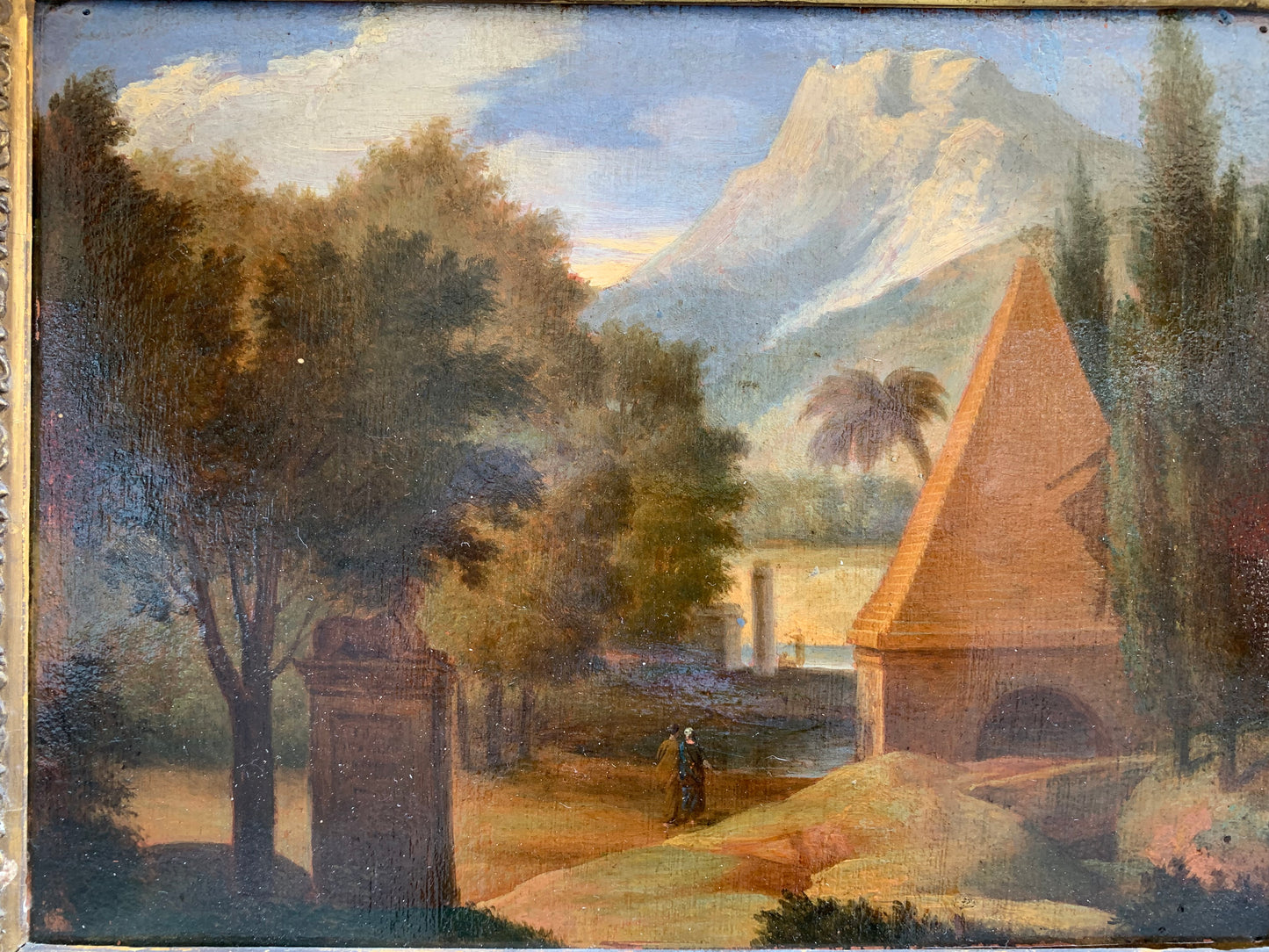 Fantasy landscape with a pyramid and sphinx. Early 19th century.