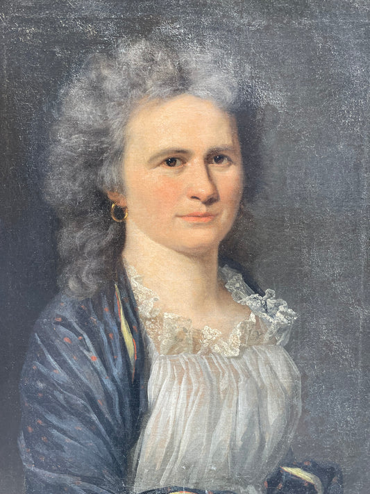 Neoclassical Female Portrait. Chemise à La Reine And Shawl. German Context, Circa 1790