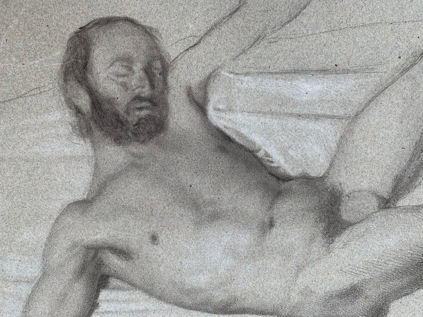 XIX century Academic Preparatory Drawing of the Male Nude as Sleeping Satyr .