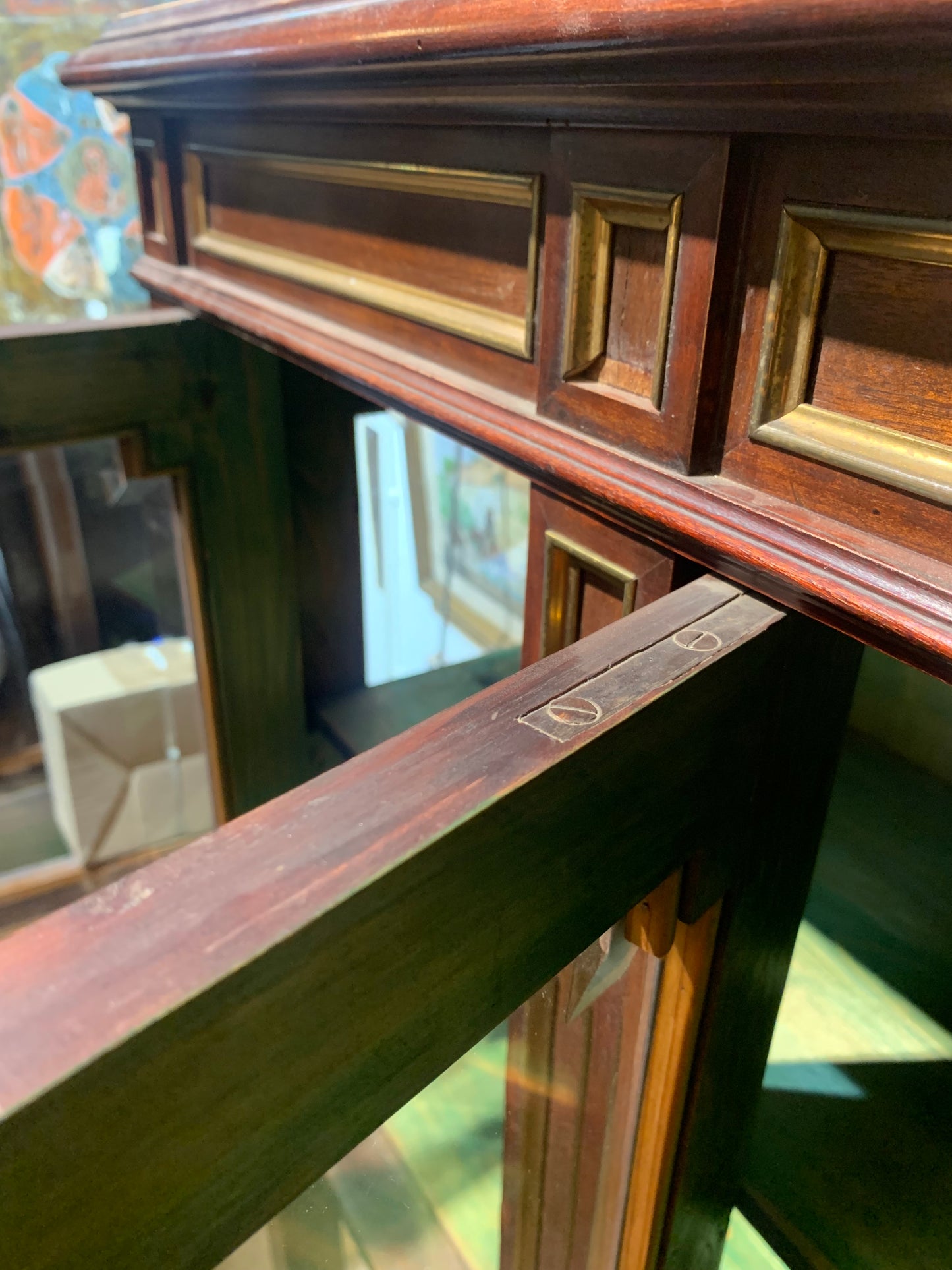 Mahogany Display Cabinet with Neoclassical Bronze Elements: Late 19th Century