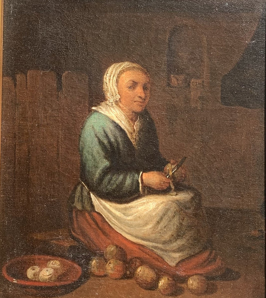 Dutch School, late 17th – early 18th century. Scene with Cook Peeling Apples