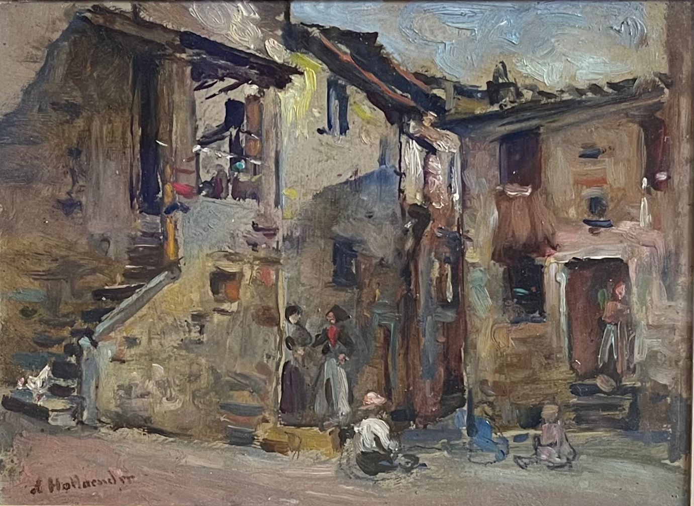 Alfonso Hollaender, Cortile von figure, Case in un borgo toscano