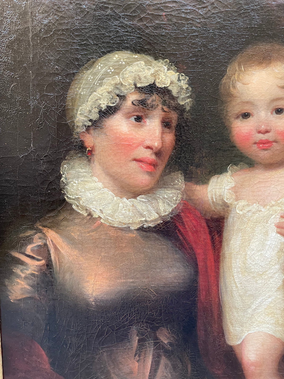 Ritratto di madre e figlio, scuola inglese, Regency 1815-1820, firmato James Green