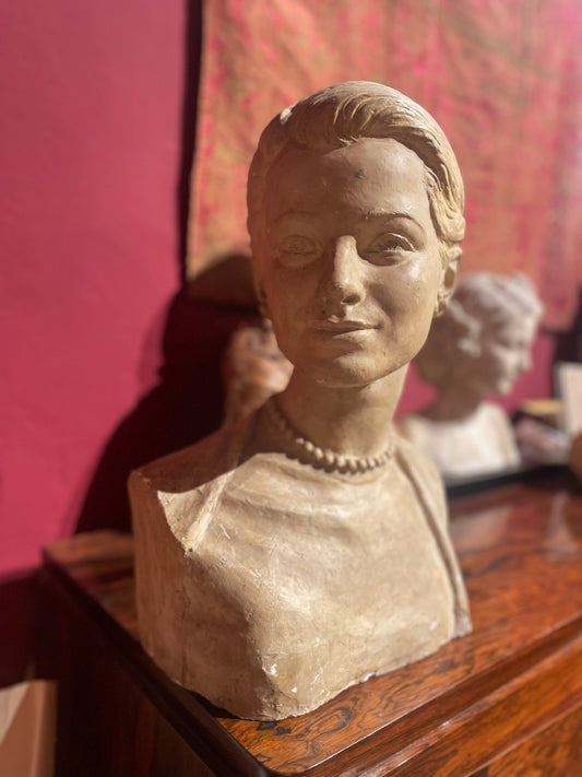 Busto In Gesso Di Grace Kelly, Louis Botinelly, Marsiglia, Art Déco, 1957