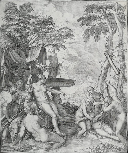 Cornelis Cort (1533–1578) – Diana and Callisto, engraving after Titian, Venice 1566, second state