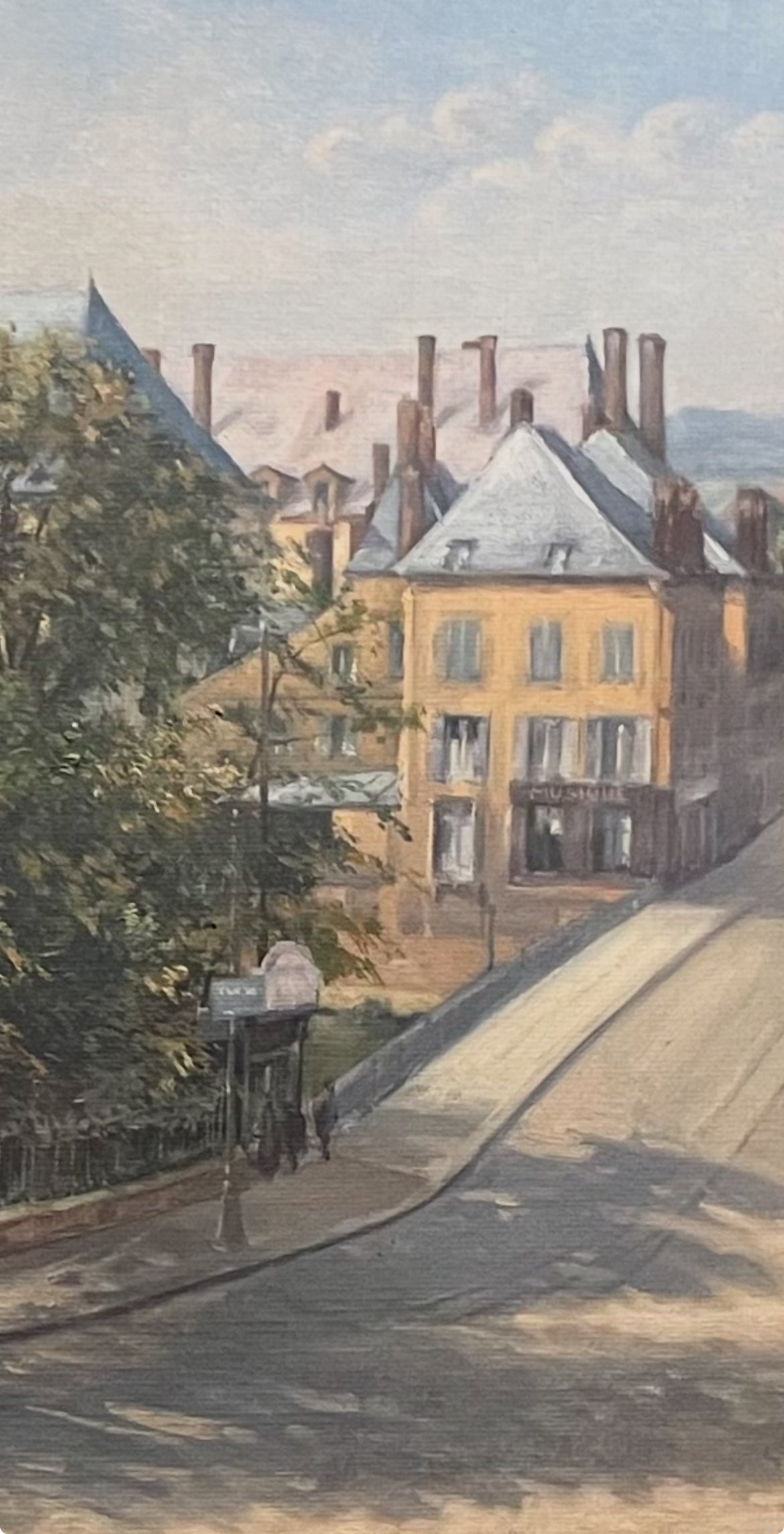 View of a French Belle Époque city with bridge and monument, 1923, cm 68 × 58 cm