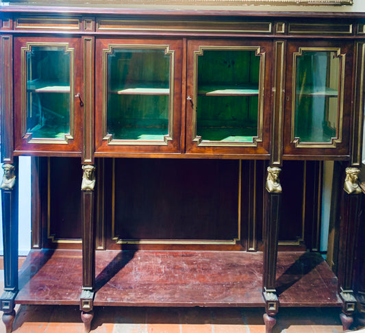 Mahogany Display Cabinet with Neoclassical Bronze Elements: Late 19th Century