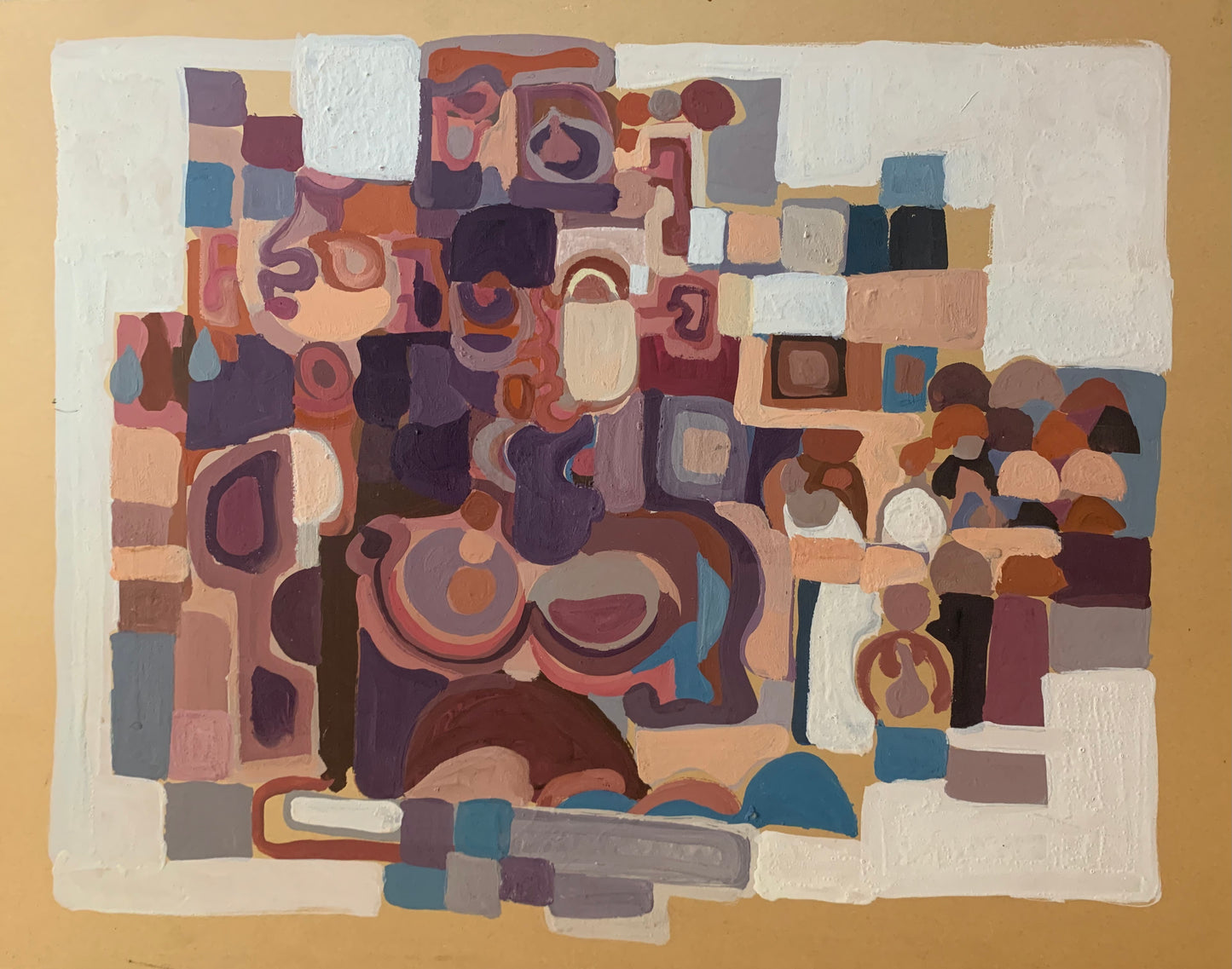 Circa 1970. Abstract Geometric Composition with Figures and Architecture