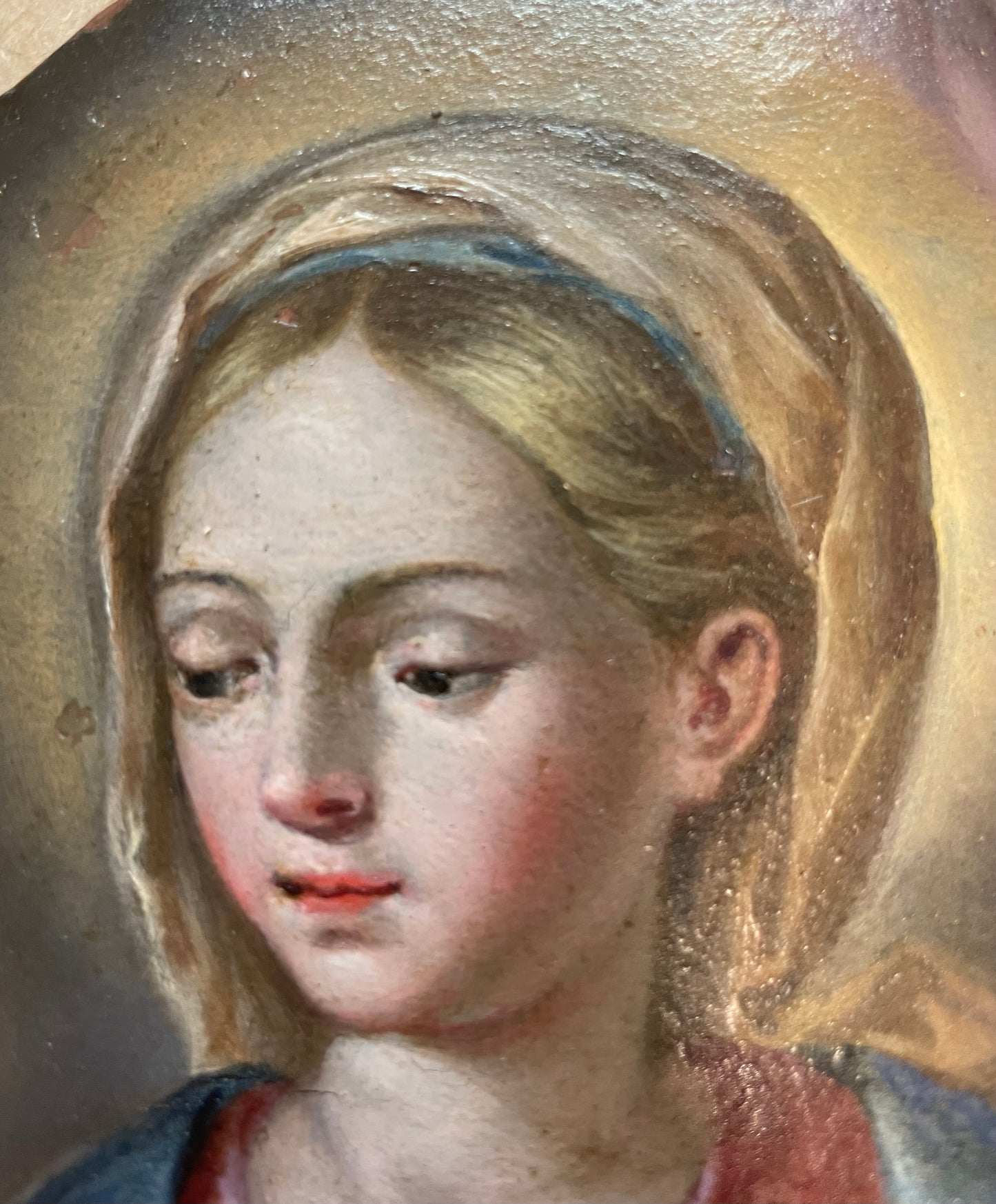 XVIII century Neapolitan school Praying Madonna. Oil on copper, Cm 16x12.