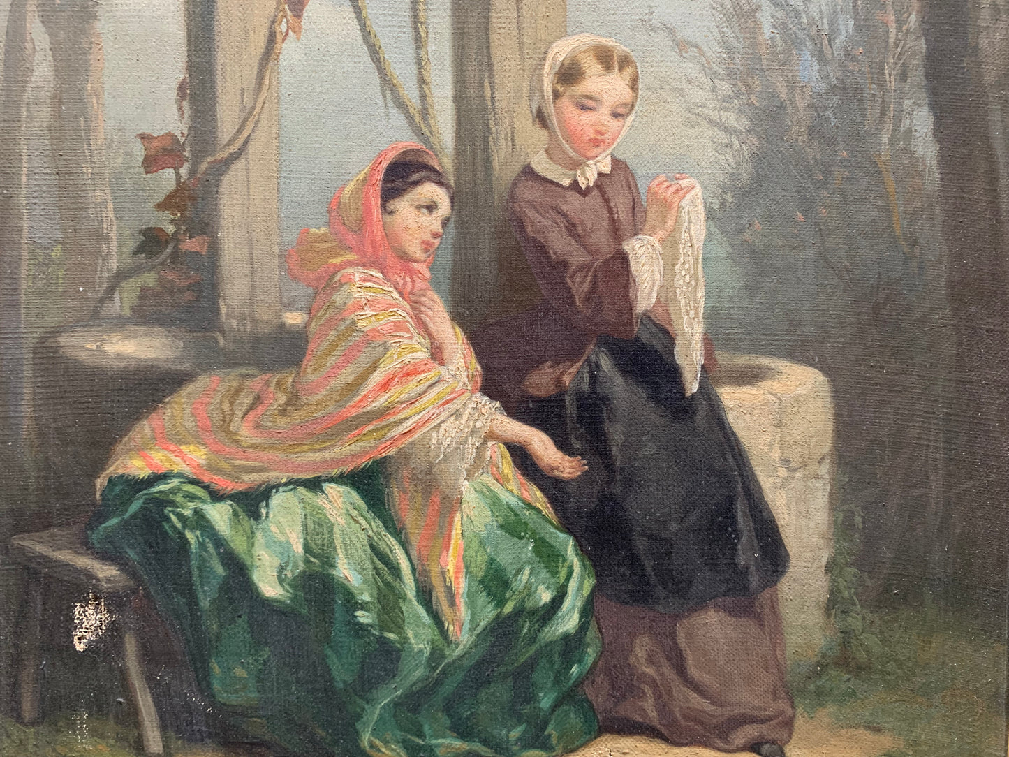 Two young women by a well, circa 1850 by Nicolas Edward Gabé