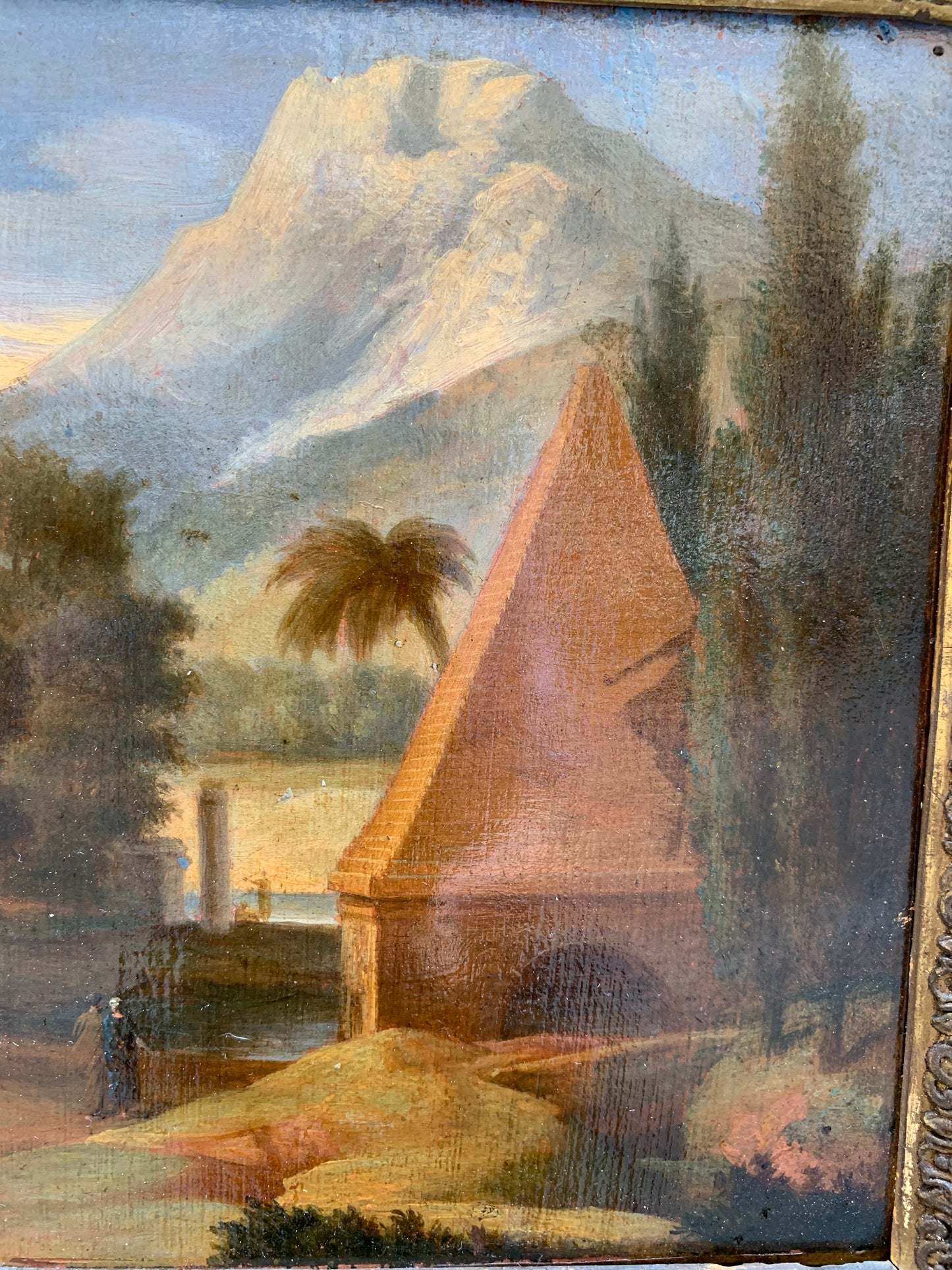 Fantasy landscape with a pyramid and sphinx. Early 19th century.