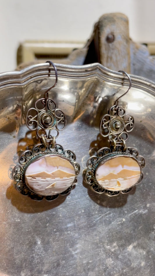 Vintage shell cameo earrings