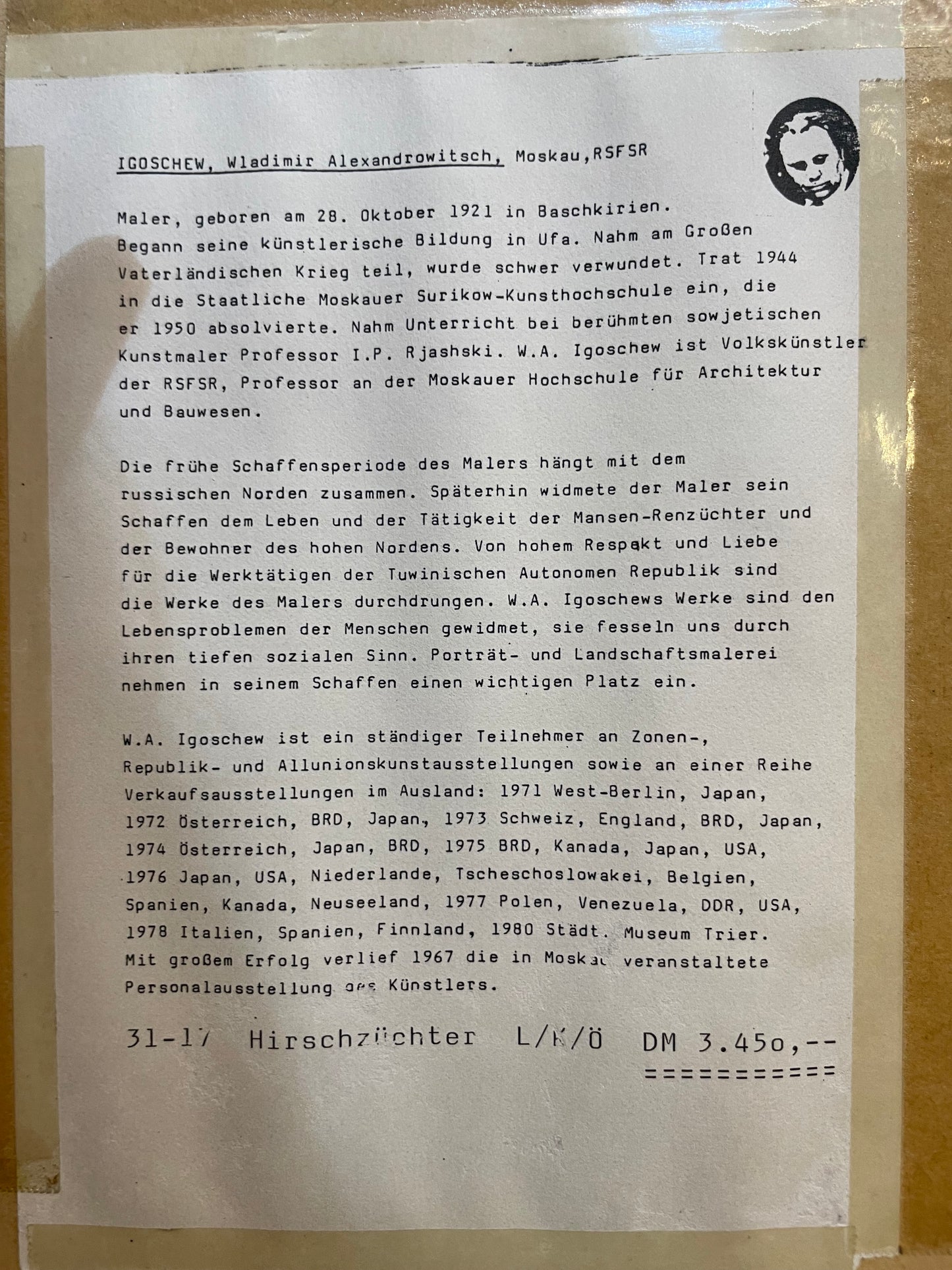 Igoshev, VA — Giovane pastore di renne dal ciclo dedicato ai popoli indigeni del Nord della Russia
 1961