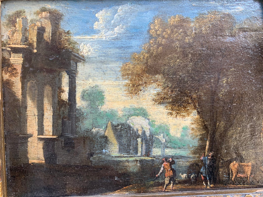 Landscape with Classical Ruins and Shepherds: Late 17th - Early 18th century.