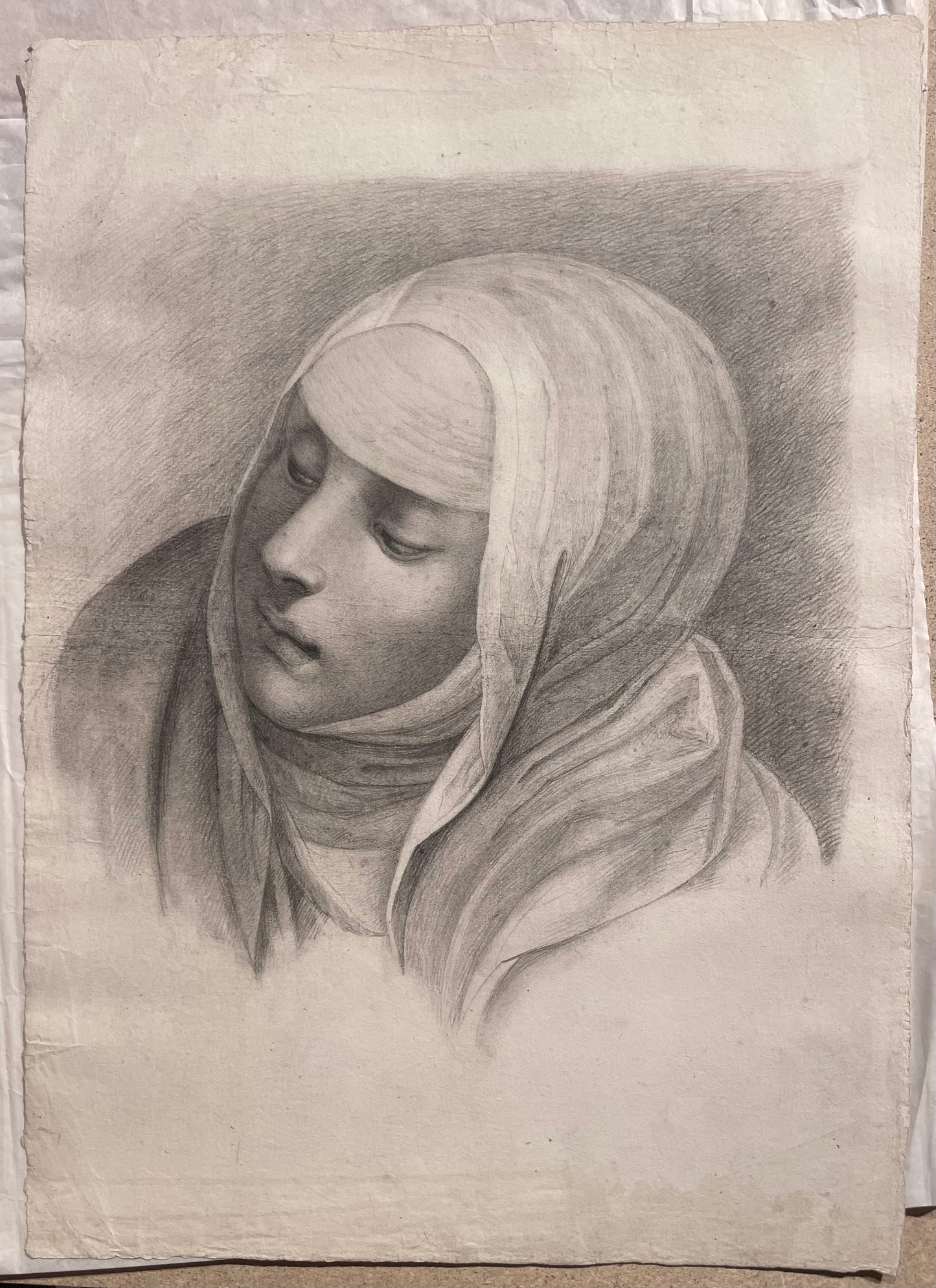 Studio accademico di testa di monaca. Scuola fiorentina, fine XVIII – inizio XIX secolo.