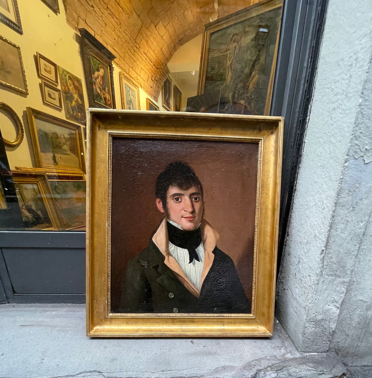 Male portrait, 1810–1820, dark-haired young man with high collar and black cravat