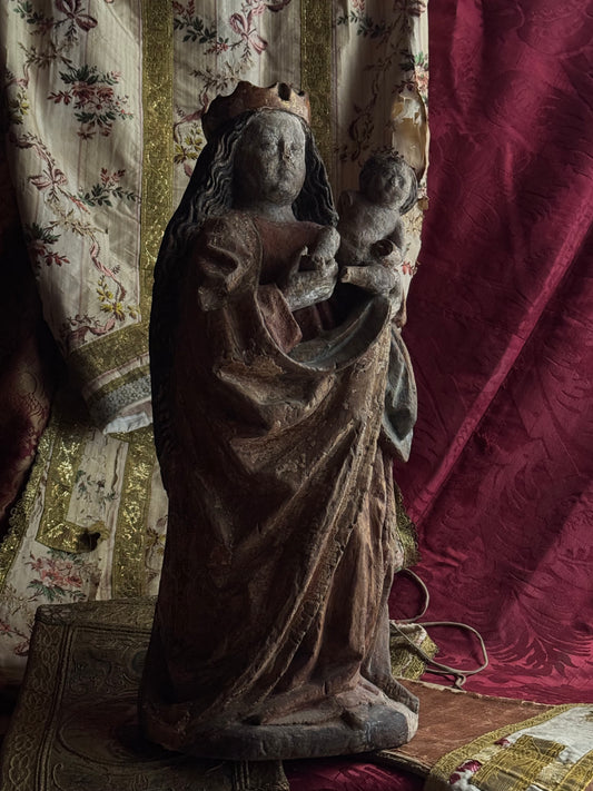 Gotico tedesco. Scultura in legno policromo. Intorno al 1500. Da restaurare.