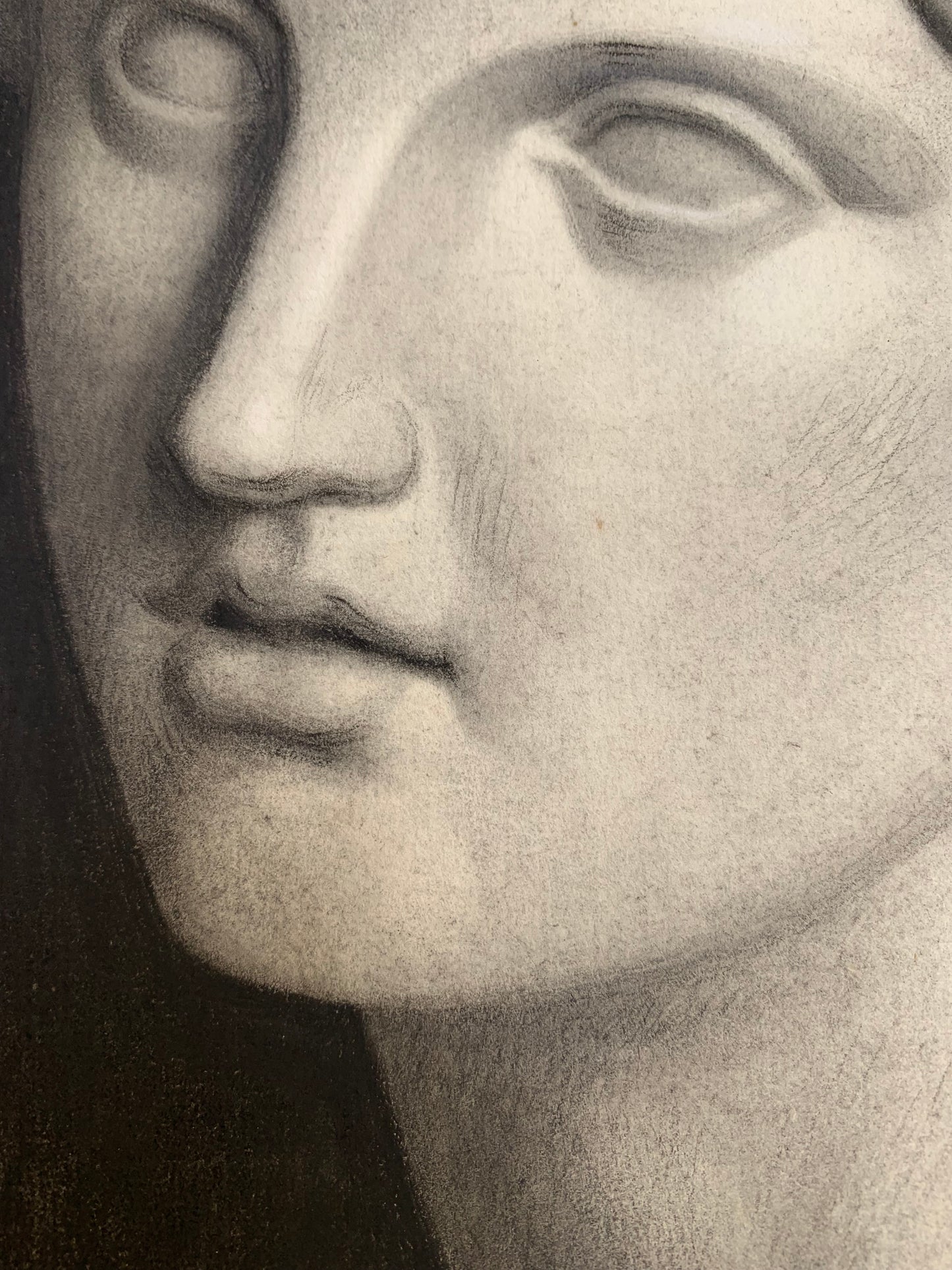 Study Of The Bust Of Pallas Athena. 19th Century Academic Drawing