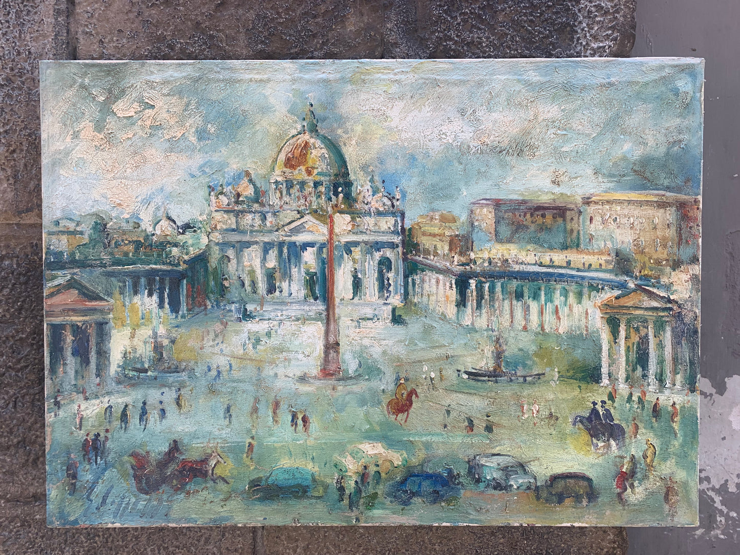 Saint Peter's Square, Vatican, Rome. Painting By The Florentine Painter Emanuele Cappello.