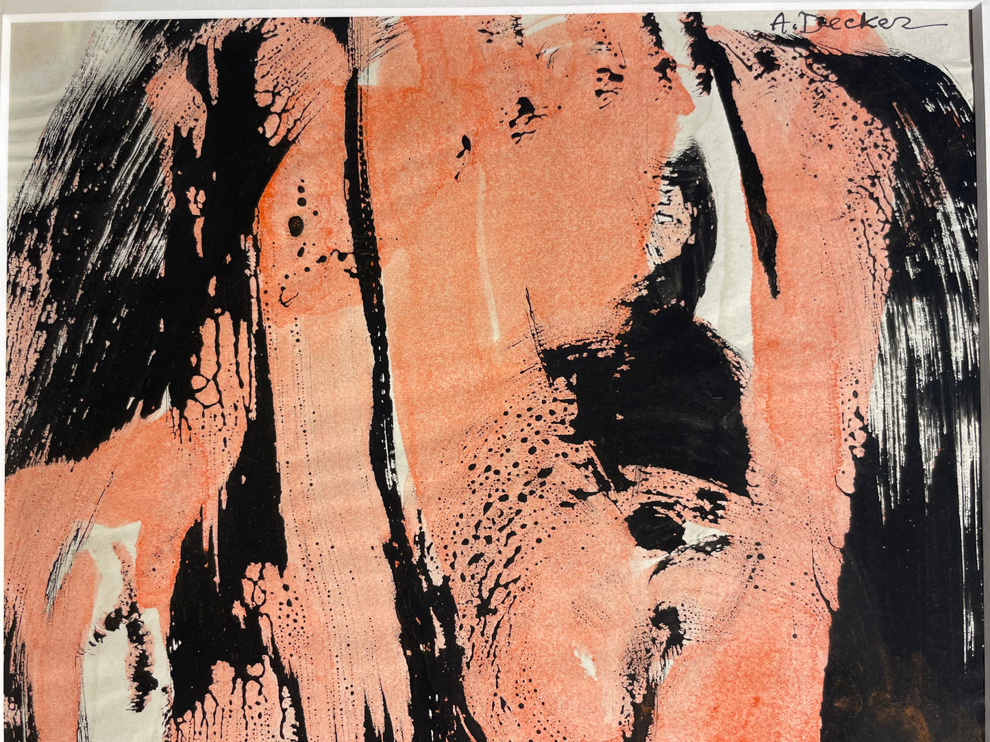 Anja Decker, pittura astratta gestuale a tempera su carta, anni ’50 – 29,5 x 21 cm