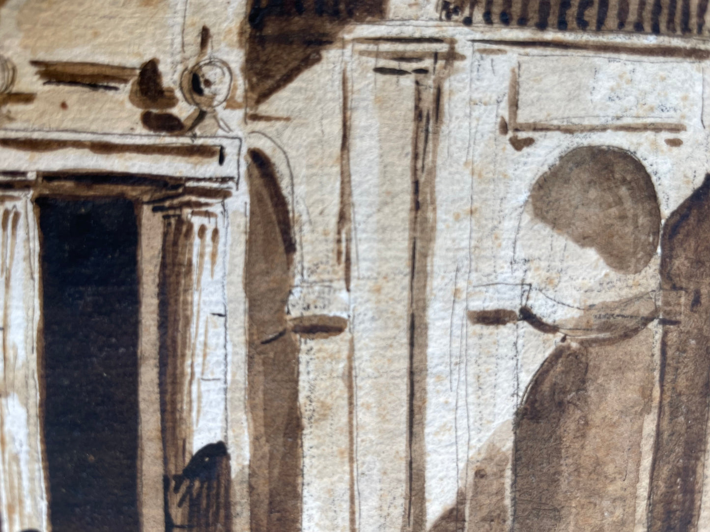 Scenografia architettonica con monumento a trofei, moro prigioniero e leoni. Amb. Fontanesi