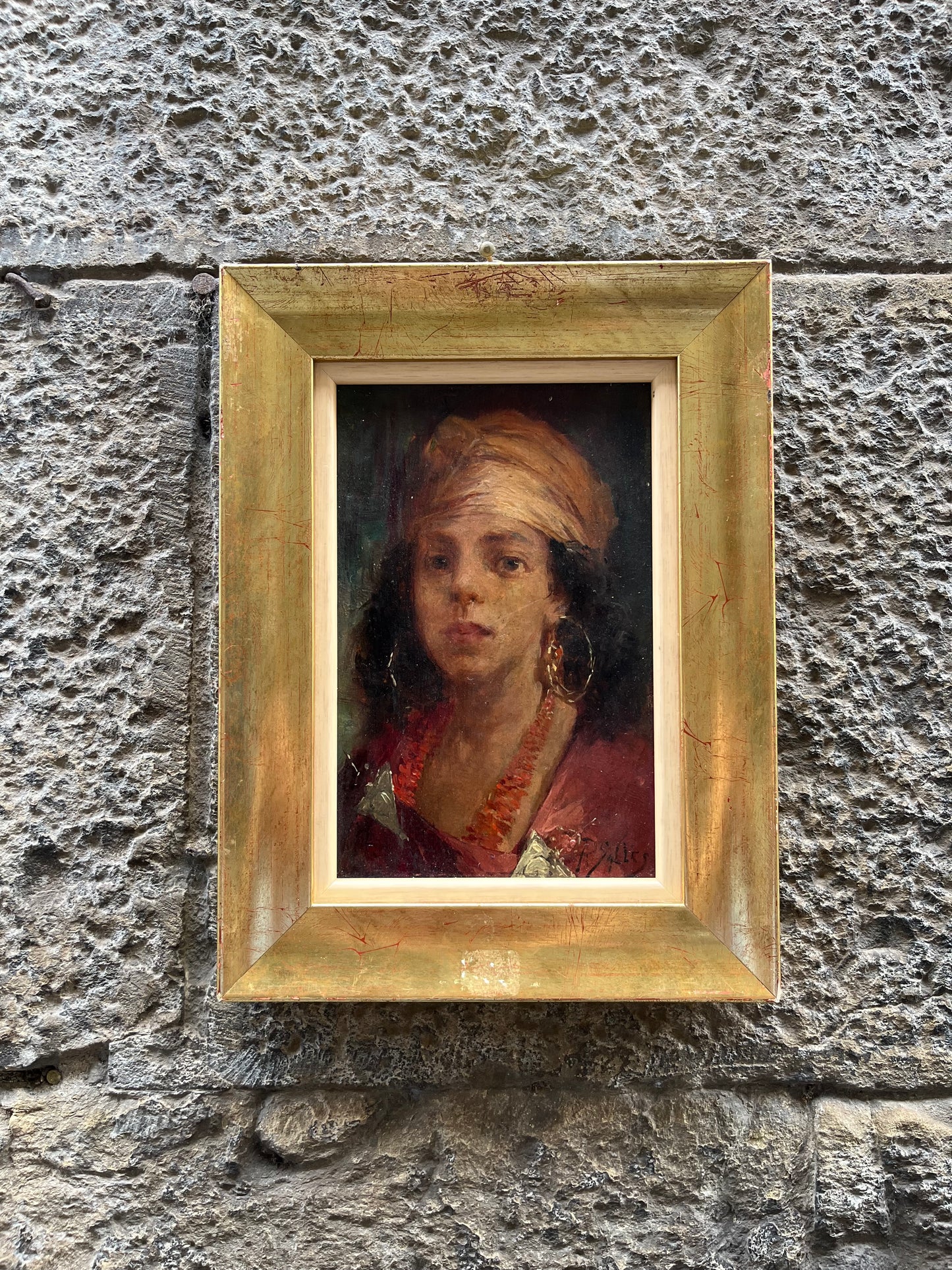 Ritratto di giovane algerina. Pittore orientalista Pierre Alexandre Salles (Algeria 1867 - Algeri 1915)