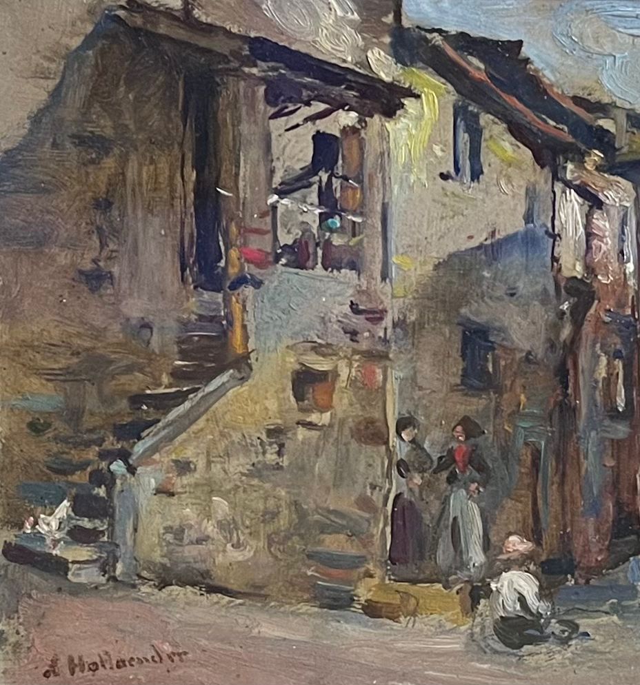 Alfonso Hollaender, Cortile von figure, Case in un borgo toscano