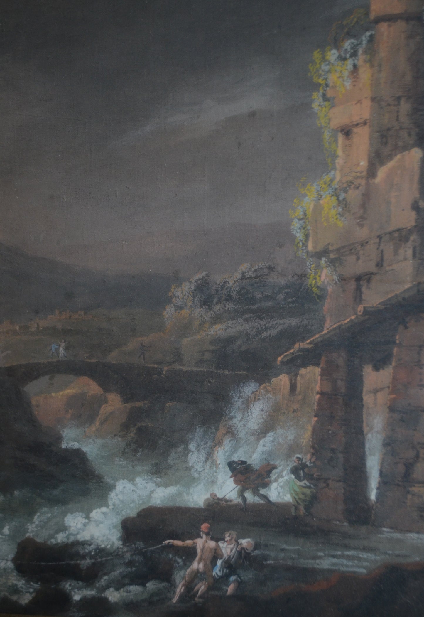 Gouache of a Shipwreck in a Storm with Gothic Ruins, Early 19th Century