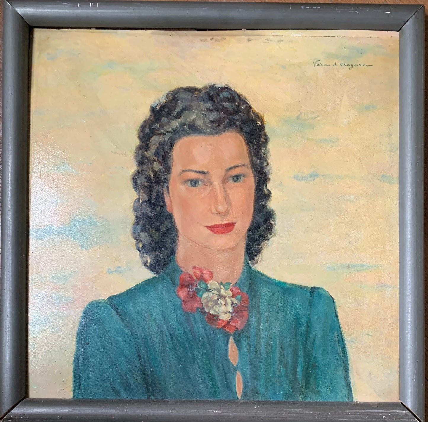 Portrait of a Woman, 1940s-50s. Signed Vera d’Angara, Italian-Russian actress