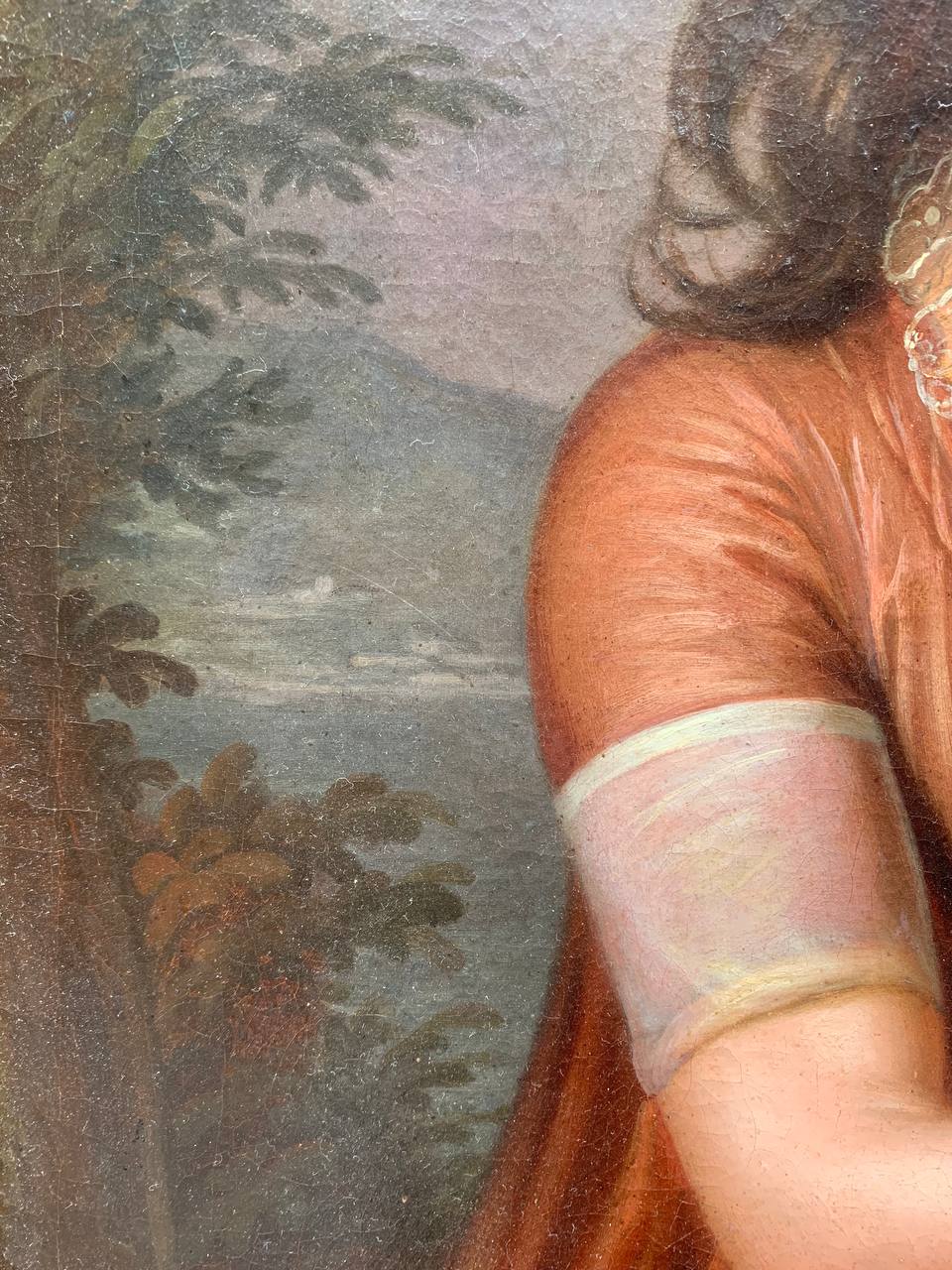 Portrait of a Young Girl with a Basket of Flowers and Coral Necklace, with the Bay of Naples in the Background