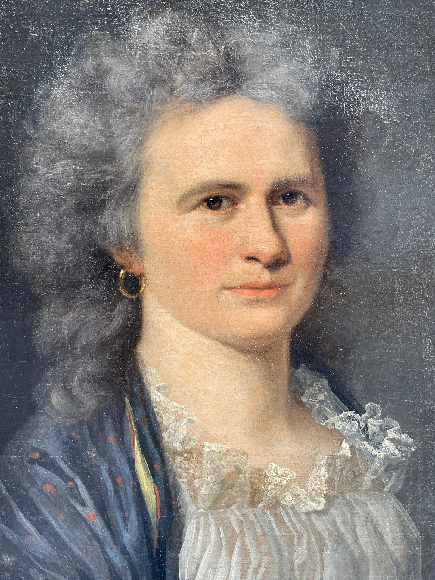 Neoclassical Female Portrait. Chemise à La Reine And Shawl. German Context, Circa 1790