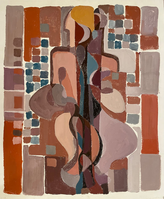 Abstract Geometric Composition with Female Silhouette – circa 1970