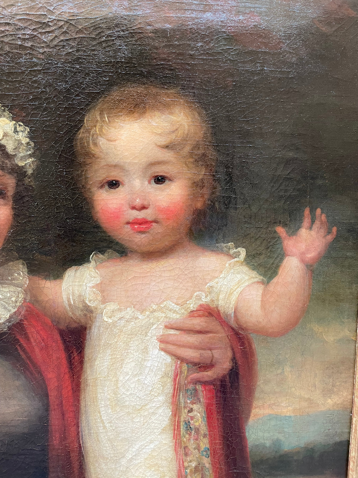 Ritratto di madre e figlio, scuola inglese, Regency 1815-1820, firmato James Green