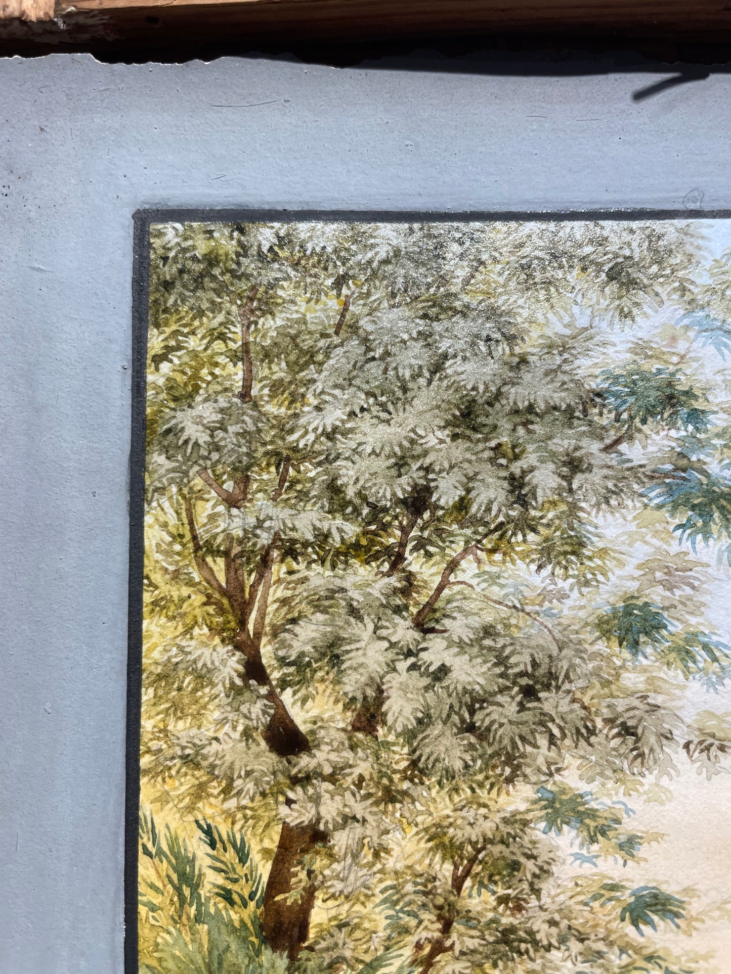 Acquerello ottocentesco nelle campagne toscane presso Firenze, Elisabetta Del Monte Bourbon, firmato e datato 1829