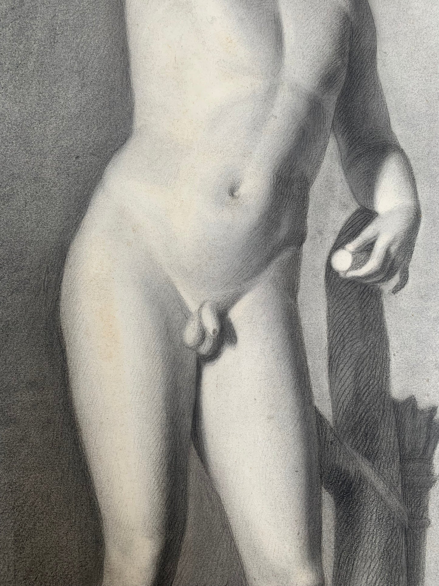 Italian Academic Drawing: Apollino degli Uffizi. XIX Century, 68 cm x 50 cm