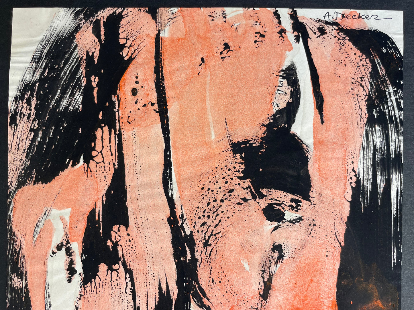 Anja Decker, pittura astratta gestuale a tempera su carta, anni ’50 – 29,5 x 21 cm