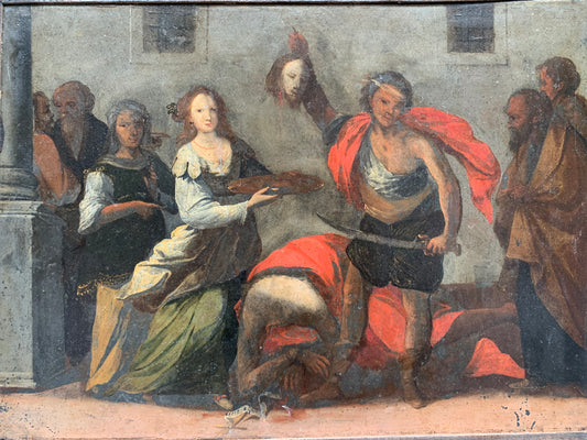 Painting on stone (slate), 17th century: The Beheading of Saint John the Baptist