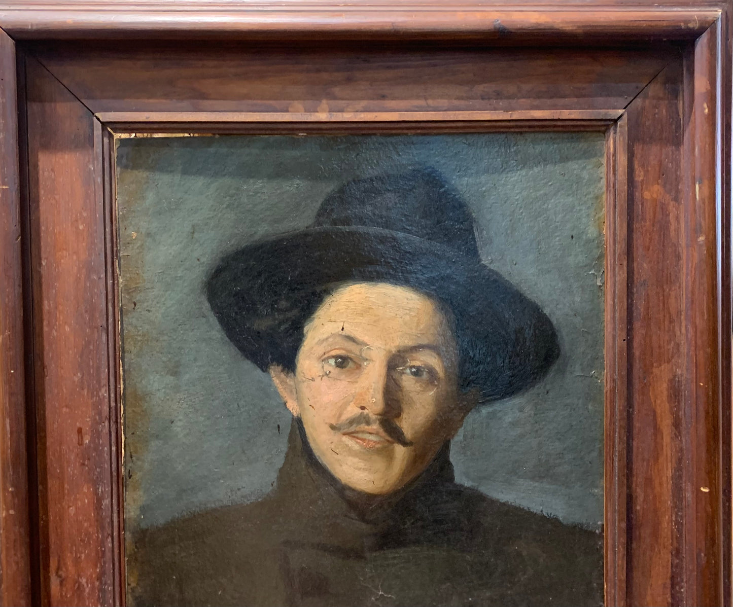 Portrait of Giacomo Puccini with Glasses and Mustache, signed Oreste Bernardini. Circa 1900.