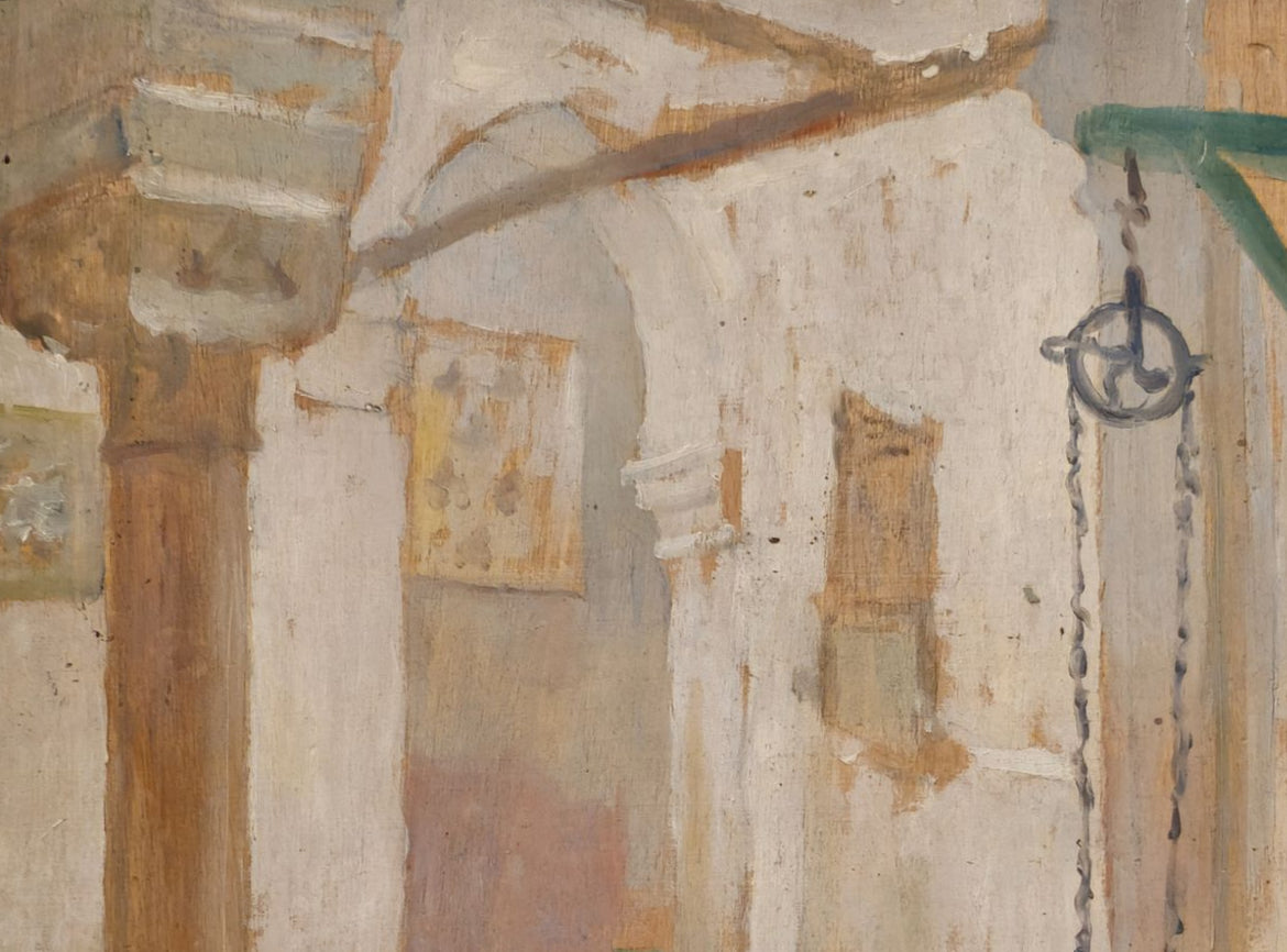 Henry d’Estienne (1872-1949) – Cortile interno nordafricano con pozzo e colonna