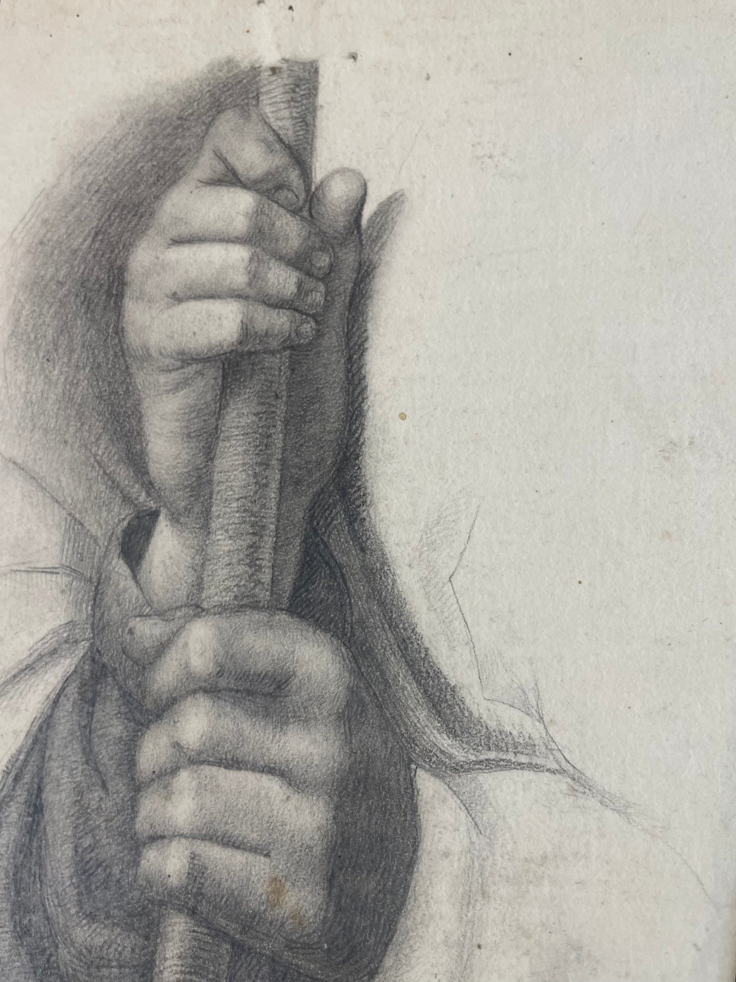 Academic Study of Hands Holding a Staff, Tuscan School, 32 × 23 cm