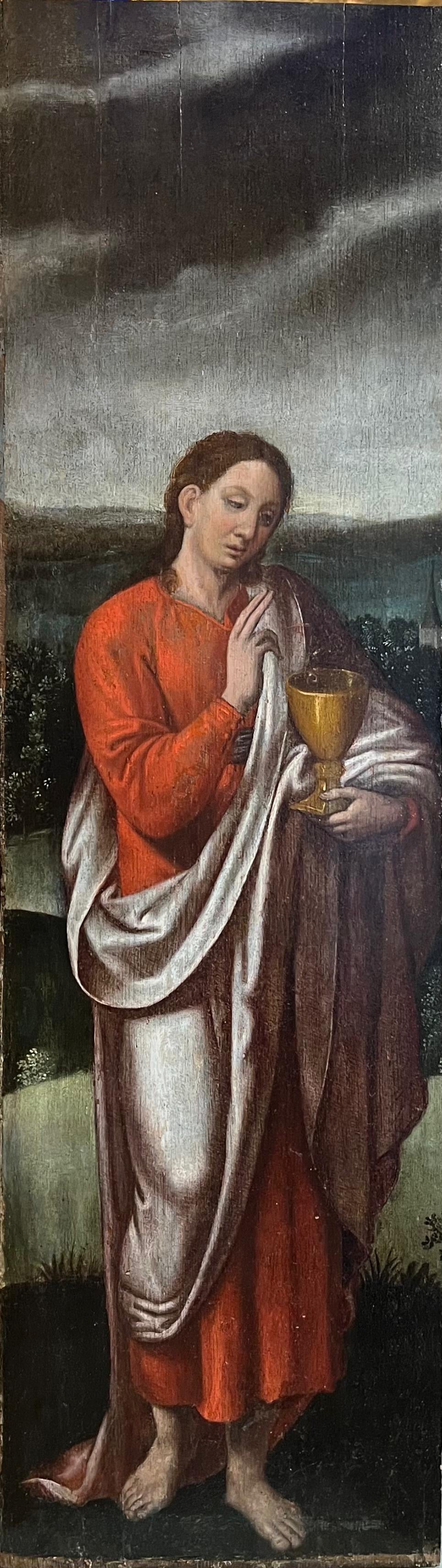 Santa Caterina e San Giovanni, due ante di polittico, scuola fiamminga, XVI secolo
