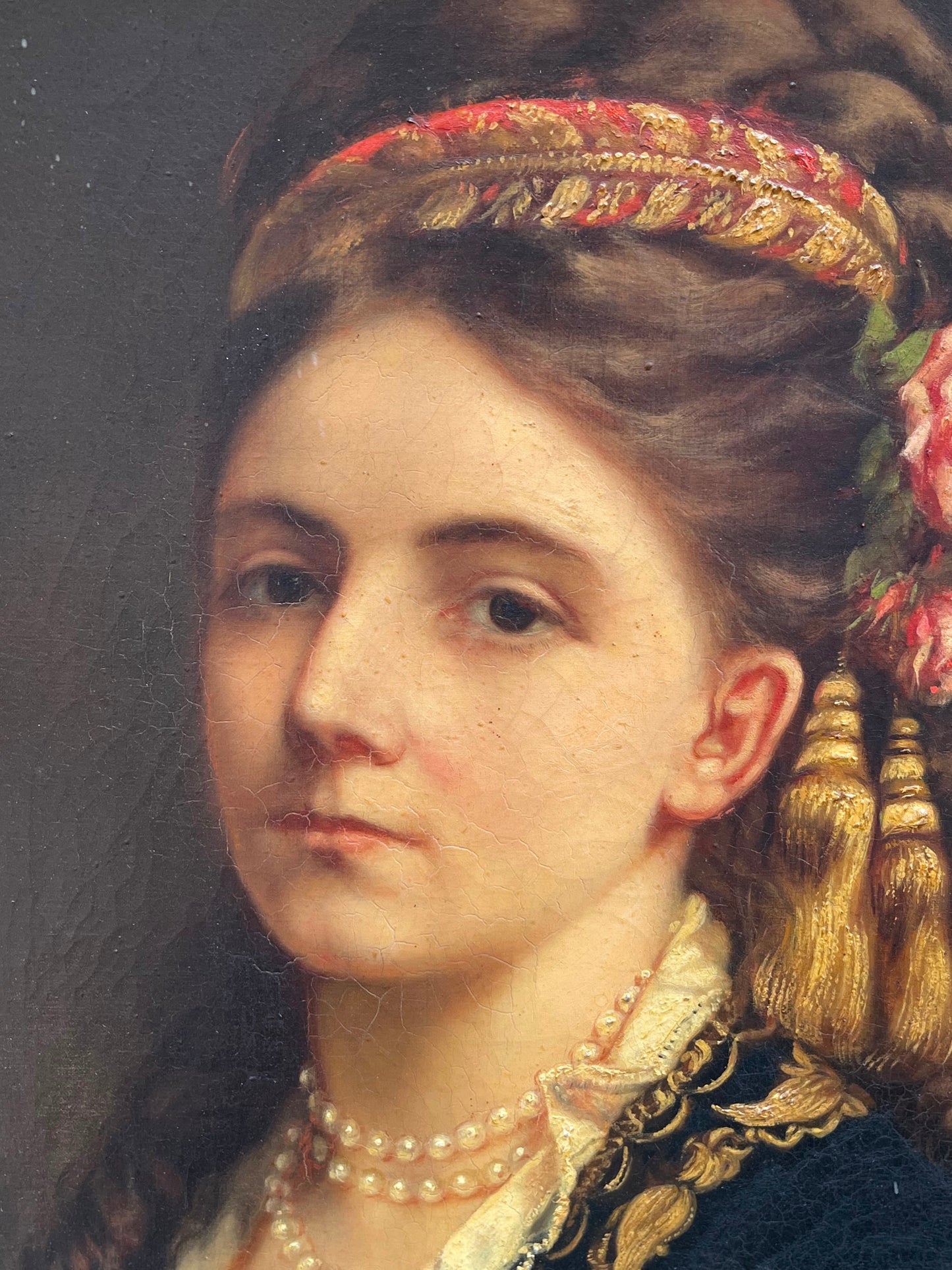 Ritratto di giovane donna in costume balcanico di influenza ottomana, firmato Emma Sterrer, ca. 1880