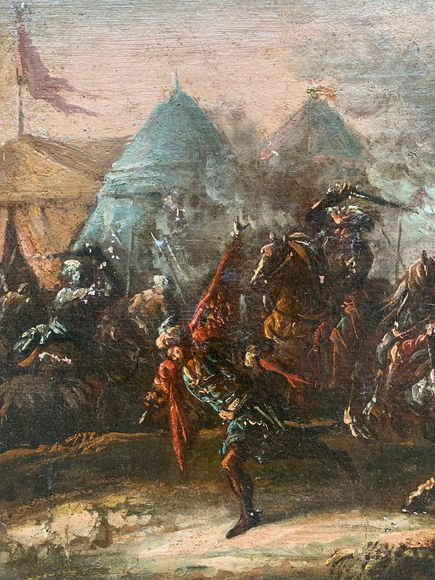 Military Camp Scene and Battle. Pietro Graziani (XVII/XVIII century), entourage.